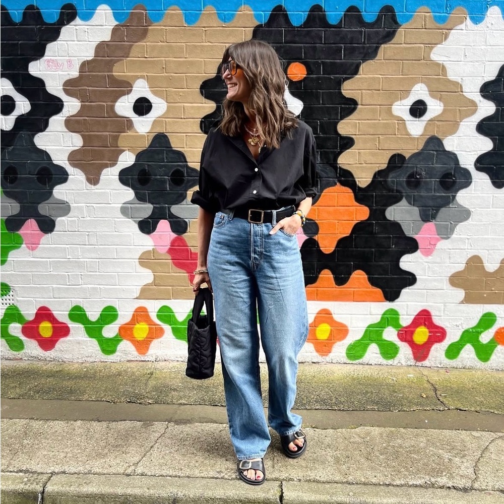 H&M Black Oversized Button Down Shirt